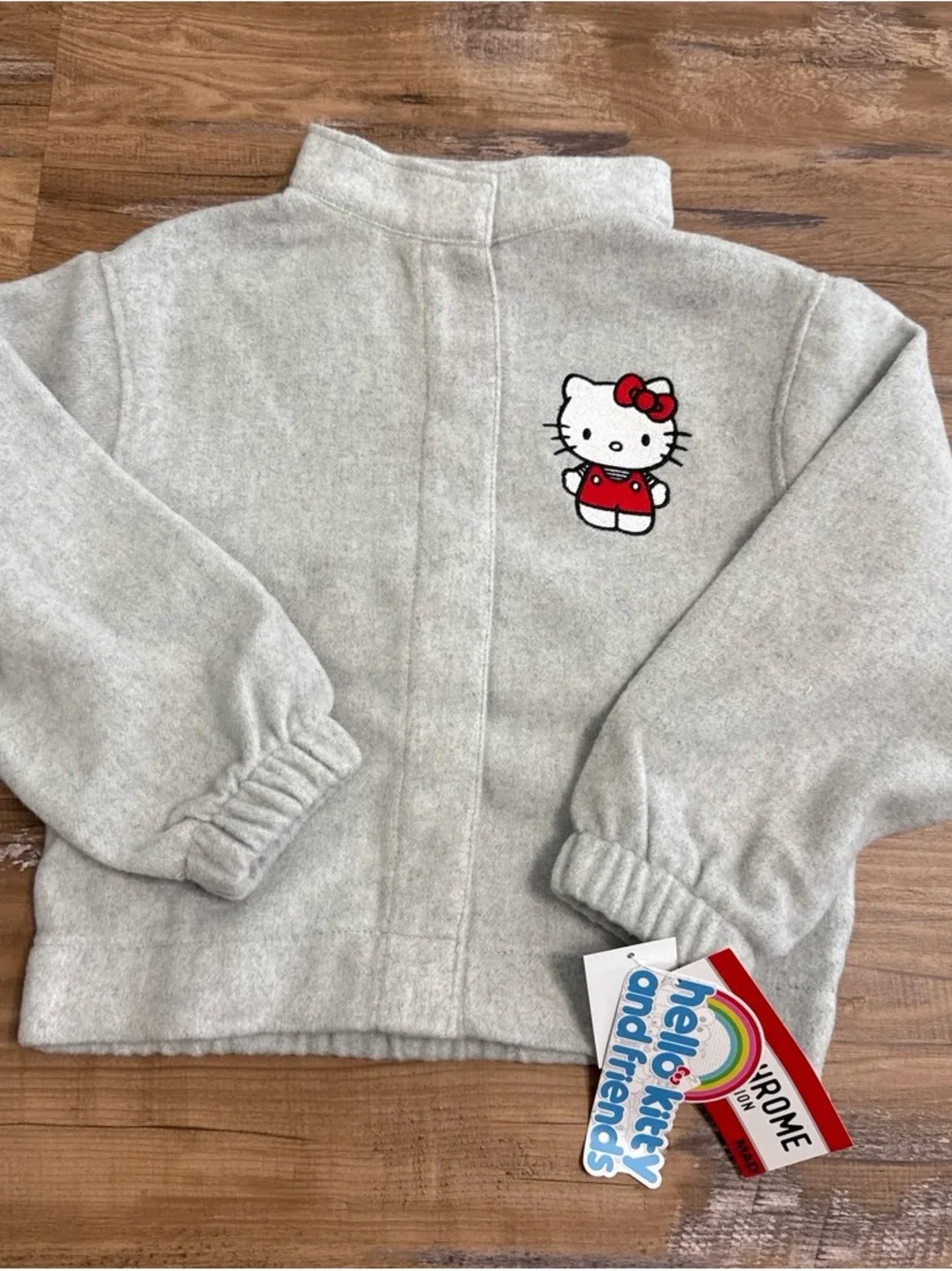 Hello Kitty Light Gray Fleece Jacket with Red Accent